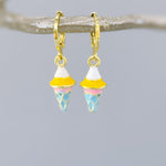 Pastel Ice Cream Earrings gold Huggie Hoops, cute summer jewelry gift for her unique fun miniature food jewelry for her cutecore candycore