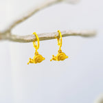 Snail Earrings Gold Huggie Hoops handmade nature lover fairy, cottagecore woodland creature jewelry unique whimsical fun gift for gardener