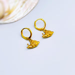 Snail Earrings Gold Huggie Hoops handmade nature lover fairy, cottagecore woodland creature jewelry unique whimsical fun gift for gardener