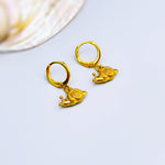 Snail Earrings Gold Huggie Hoops handmade nature lover fairy, cottagecore woodland creature jewelry unique whimsical fun gift for gardener