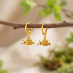 snail earrings, cottagecore jewelry, nature jewelry, garden earrings, nature lover gift, fairycore style, woodland jewelry, gold huggie hoops, charm earrings, quirky cute, unique handmade, fun whimsical