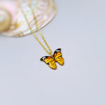 Monarch Butterfly Necklace Gold handmade nature inspired jewelry for her gift for gardeners, mom, sister orange cottagecore charm necklace