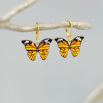 Monarch Butterfly Necklace Gold handmade nature inspired jewelry for her gift for gardeners, mom, sister orange cottagecore charm necklace