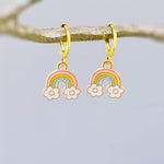 Pastel Rainbow Earrings cute flower Huggie Hoops trendy colorful cloud earrings for women pride gift unique festival pride jewelry for women