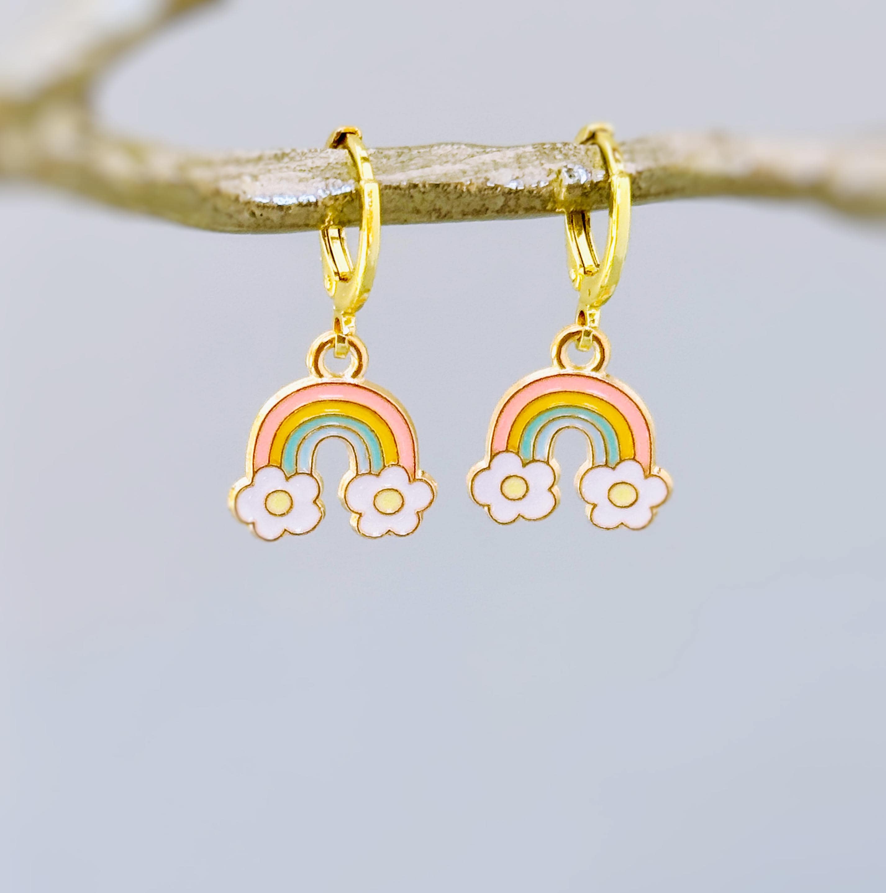 Pastel Rainbow Earrings cute flower Huggie Hoops trendy colorful cloud earrings for women pride gift unique festival pride jewelry for women