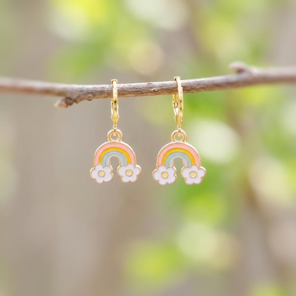Pastel Rainbow Earrings cute flower Huggie Hoops trendy colorful cloud earrings for women pride gift unique festival pride jewelry for women