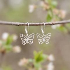 Silver Butterfly Earrings Dangle Handmade Sterling Silver Gold Jewelry gifts for gardener, mom, granddaughter, sister, bug, nature lover