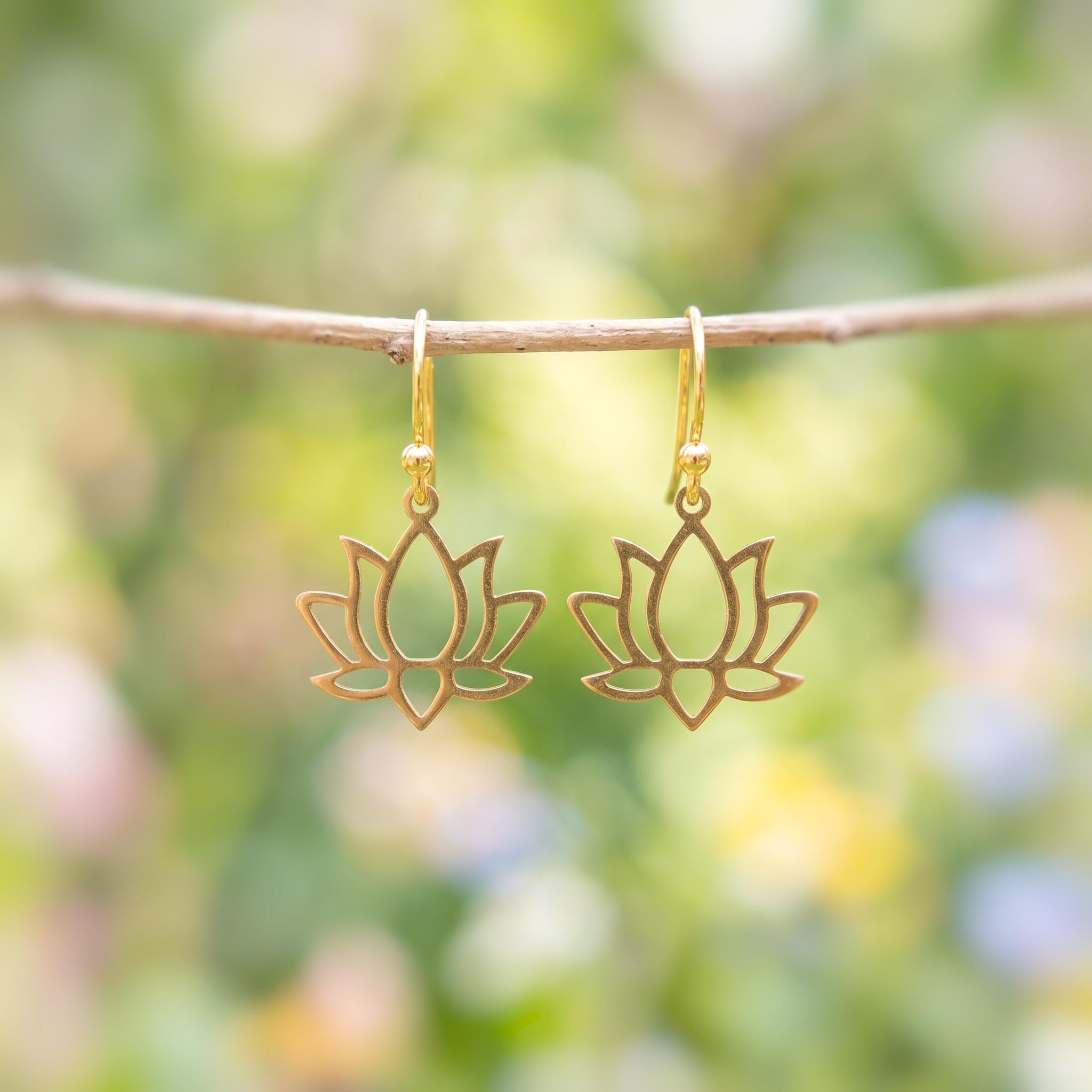 Silver Lotus Earrings dangle