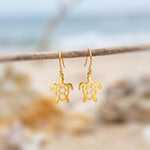 Sea Turtle Earrings dangle Silver