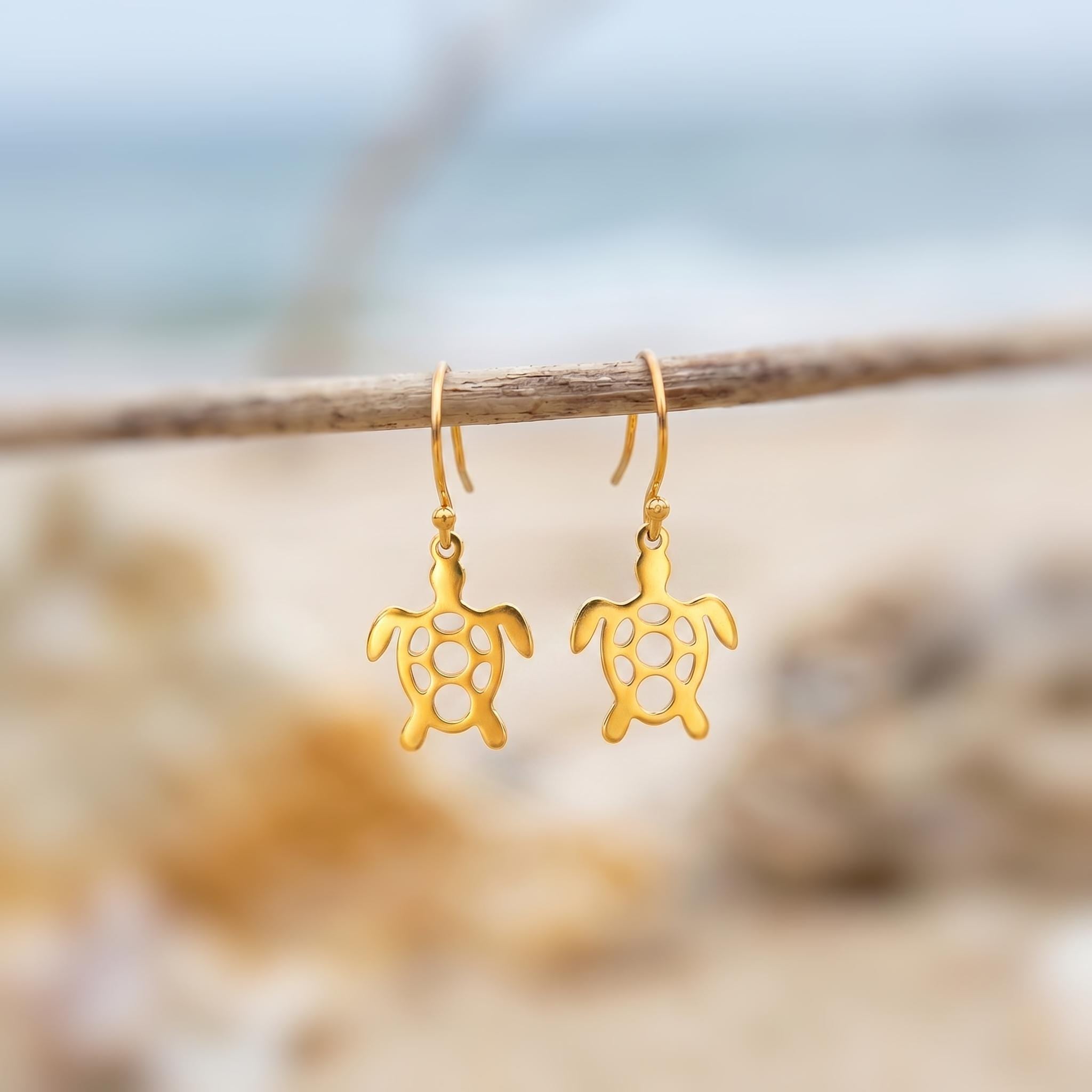 Sea Turtle Earrings dangle Silver