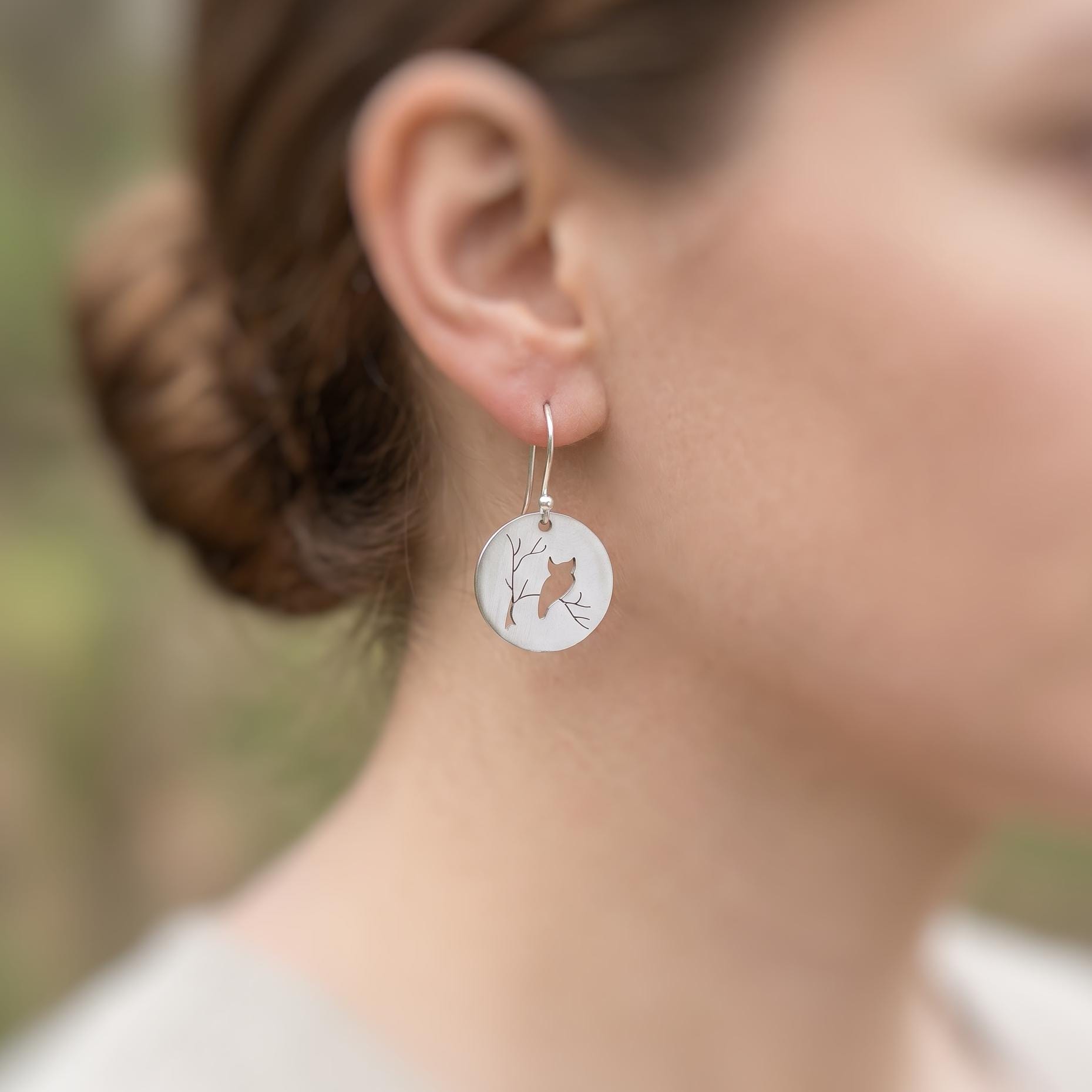 Silver Owl Earrings dangle