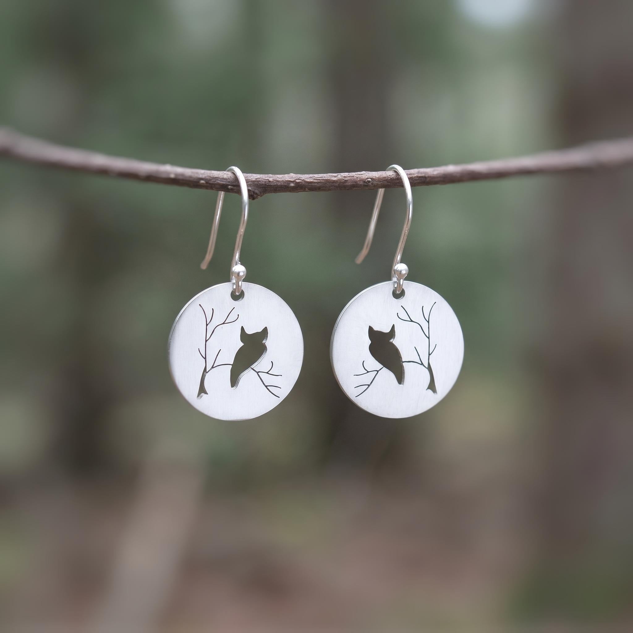 Silver Owl Earrings dangle
