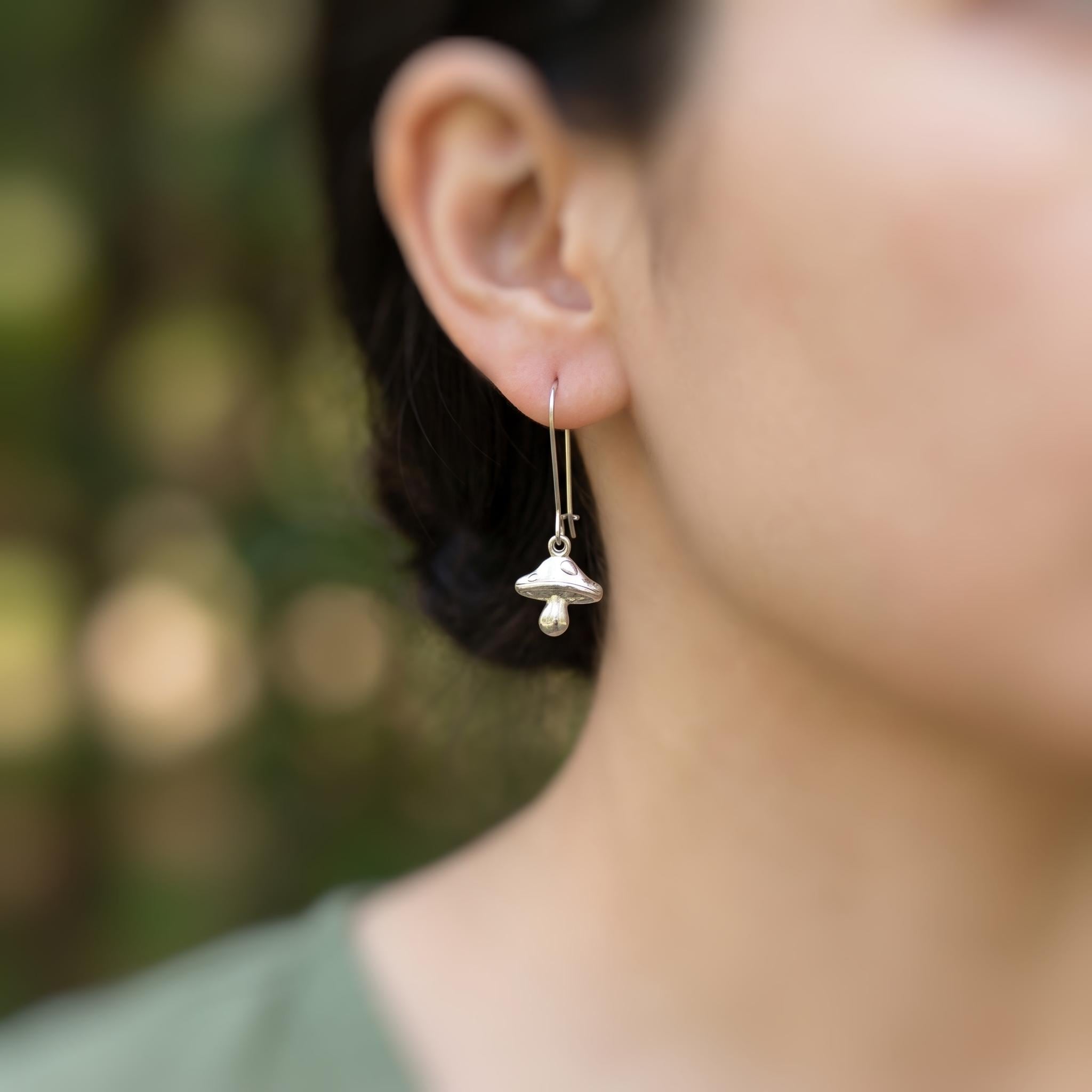Boho Mushroom Earrings dangle gold