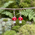 Mushroom Earrings dangle silver, gold handmade Cottagecore Jewelry unique fairycore earrings gift for gardener nature plant lover sister bff