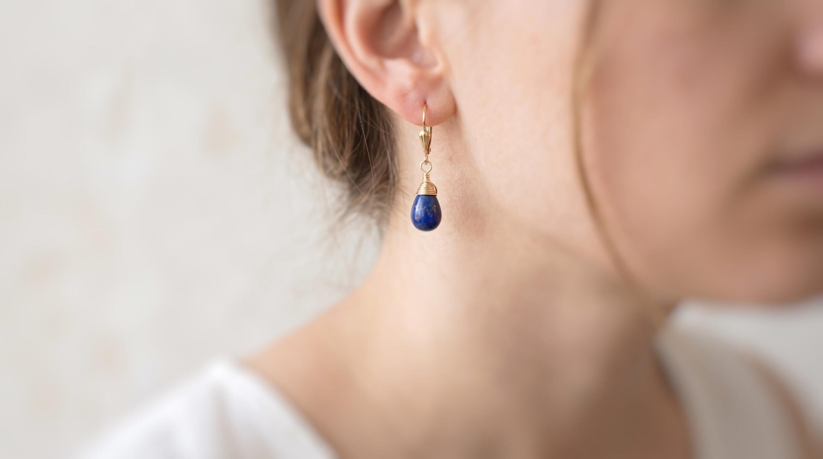Lapis Earrings Gold, Silver