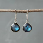 Smooth Labradorite and Sterling Silver Leverback earrings