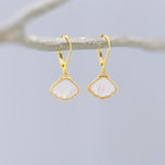 Mother of Pearl Shell Earrings 14k Gold Dangle handmade June birthstone jewelry for women leverback June beach wedding gift for grandma mom