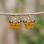 Purple Butterfly Earrings Dangle Gold Handmade Colorful Spring Summer Jewelry gifts for gardener, mothers day, insect, nature lover, mom