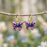 Blue Butterfly Earrings Dangle Gold Handmade Colorful Spring Summer Jewelry gifts for gardener, mothers day, insect, nature lover, mom