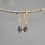 Dainty Labradorite earrings Sterling Silver, 14k Gold fill Tiny tear drop dangle earrings Dangly Handmade crystal Jewelry rose gold Ear Wire