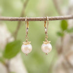 Minimalist Pearl Earrings dangle 14k Gold, Sterling Silver Dainty Drop Earrings