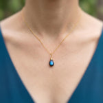 Dainty Smooth Briolette Labradorite Necklace Sterling Silver or 14k Gold
