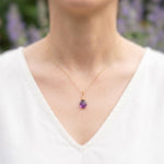 Dainty Silver Amethyst Necklace Smooth Briolette Purple Gemstone Pendant Sterling Silver or 14k Gold Fill February Birthstone Jewelry gift