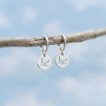 Dainty Swallow Bird Earrings dangle silver Huggie Hoops handmade minimalist nature jewelry gift for bird lovers watchers moms, daughters