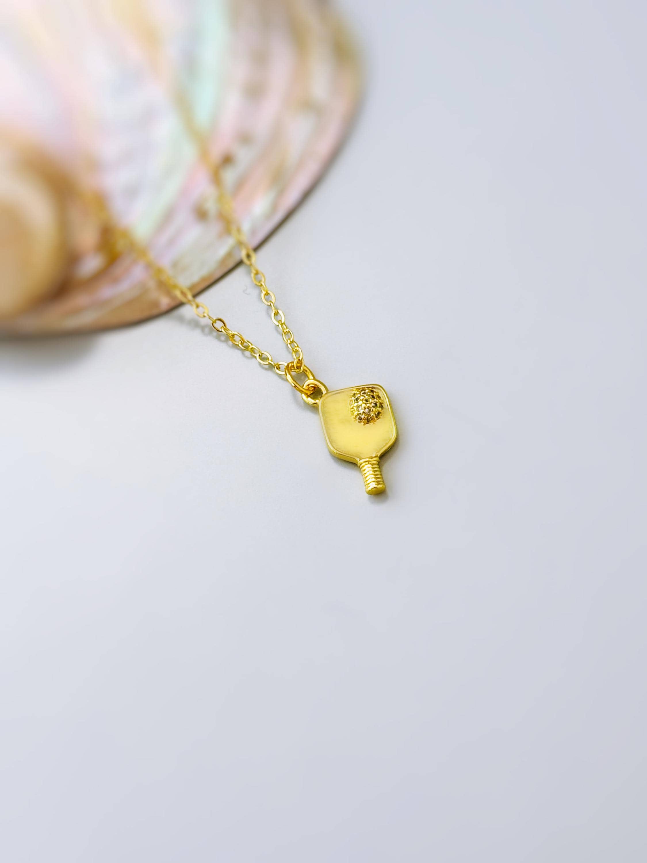 Pickleball Necklace gold crystal racquet pickleball jewelry gift for her unique sporty cute fitness accessories for women sports athlete