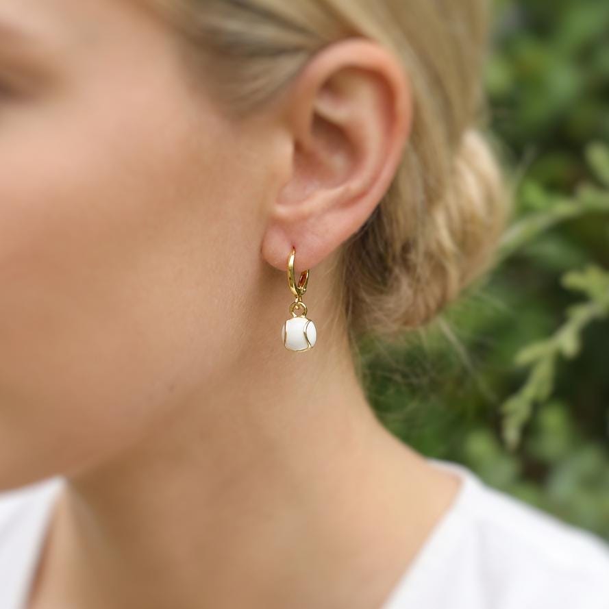Dainty Baseball Earrings Gold Huggie Hoops Baseball Jewelry, Baseball Gift for team moms Sports Earrings for women cute sporty accessories