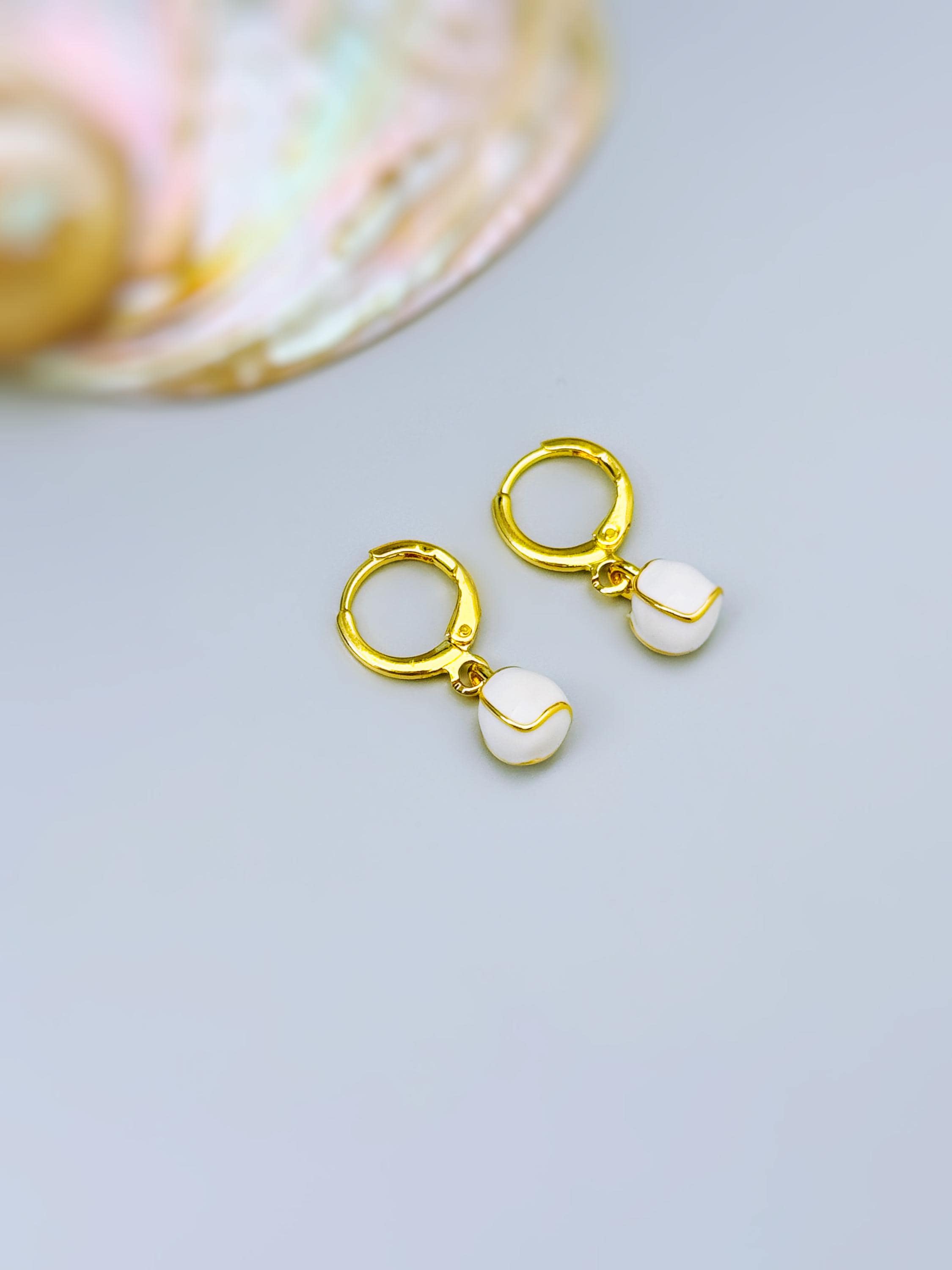 Dainty Baseball Earrings Gold Huggie Hoops Baseball Jewelry, Baseball Gift for team moms Sports Earrings for women cute sporty accessories