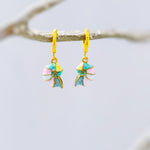 Pastel Nautilus Shell Earrings Gold Huggie Hoop dangle handmade ocean lover gift nature inspired coastal nautical beachy summer jewelry