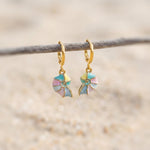 Pastel Nautilus Shell Earrings Gold Huggie Hoop dangle handmade ocean lover gift nature inspired coastal nautical beachy summer jewelry