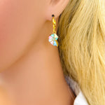 Pastel Nautilus Shell Earrings Gold Huggie Hoop dangle handmade ocean lover gift nature inspired coastal nautical beachy summer jewelry