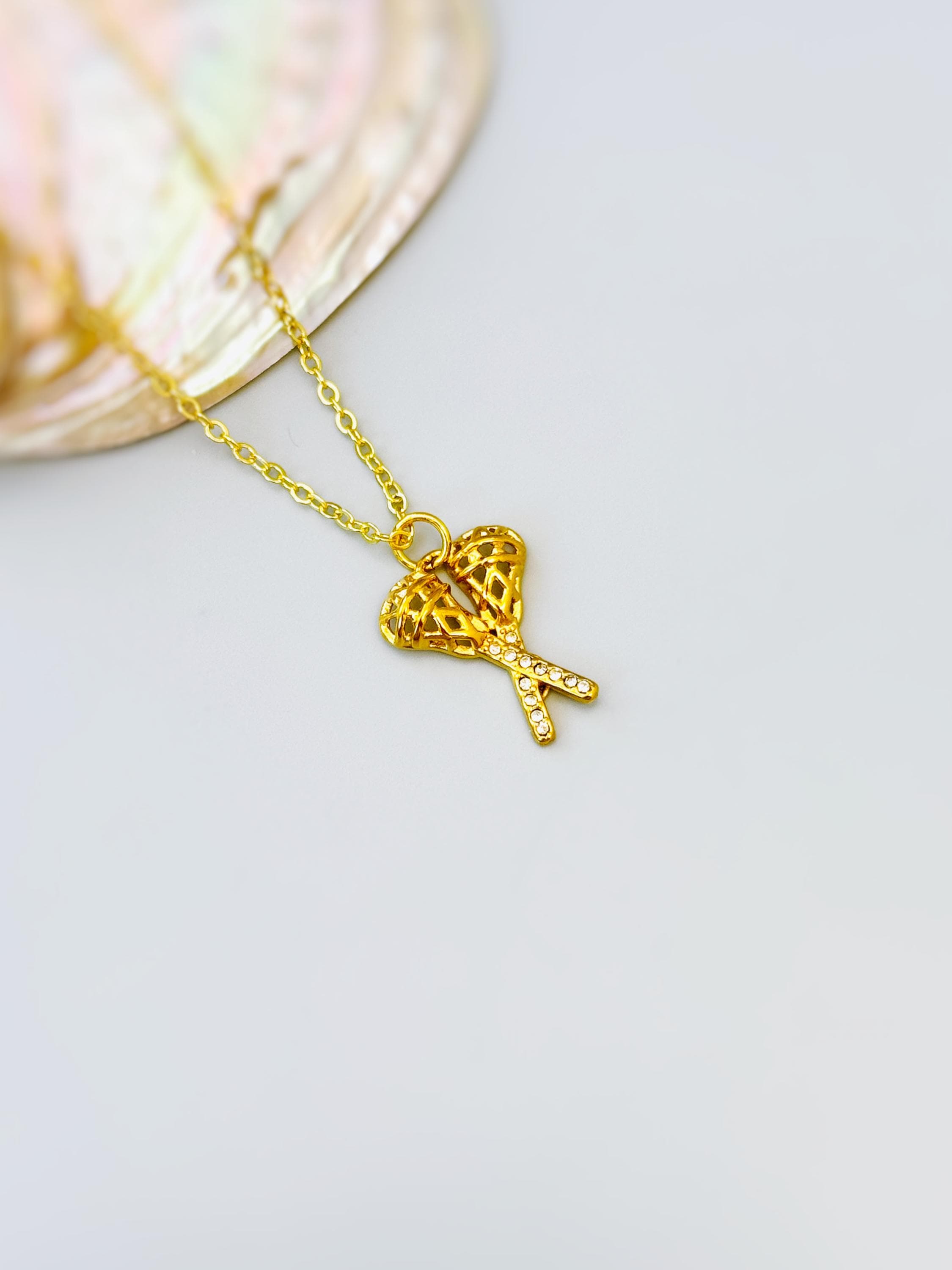 Lacrosse Necklace Gold Leverbacks, Lacrosse Jewelry, team mom coach gift for Her, Sports Earrings, cute sporty lax Lacrosse accessories