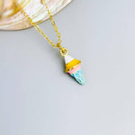 Pastel Ice Cream Necklace gold cute summer jewelry gift for her unique fun miniature food jewelry for women colorful gift for teens, bff