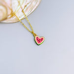 Watermelon Necklace gold heart cute summer jewelry gift for her unique fun miniature fruit jewelry for her cutecore gift for teens, daughter