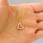 Watermelon Necklace gold heart cute summer jewelry gift for her unique fun miniature fruit jewelry for her cutecore gift for teens, daughter