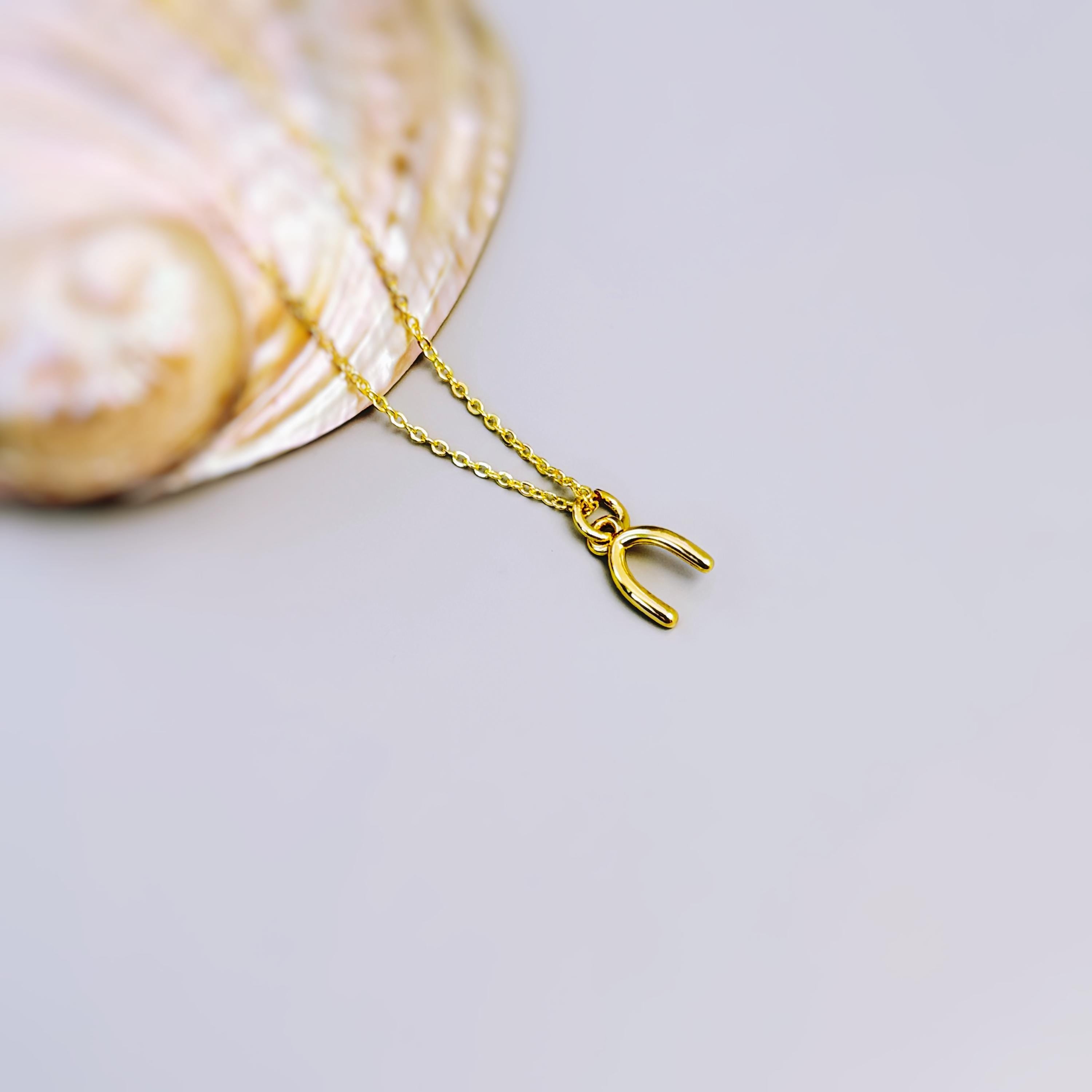 Tiny Gold Wishbone Necklace, Lucky Charm Necklace, Dainty Minimalist Gold Jewelry, Good Luck Gift for women, Delicate Layering Necklace