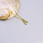 Tiny Gold Wishbone Necklace, Lucky Charm Necklace, Dainty Minimalist Gold Jewelry, Good Luck Gift for women, Delicate Layering Necklace