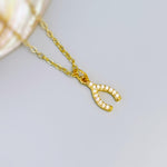 Tiny Crystal Wishbone Necklace Gold, Lucky Charm Necklace, Dainty Minimalist Jewelry, Good Luck Gift for women, Delicate Layering Necklace