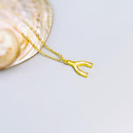 Mother of Pearl Wishbone Necklace Gold, Lucky Charm Necklace, Dainty Minimalist Jewelry, Good Luck Gift for her Layering Necklace for women