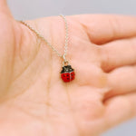 Tiny Ladybug Necklace Silver, Gold Lucky Ladybug Charm pendant, Good Luck Jewelry, Nature Lover Gift for gardener, Cute Bug Jewelry insects