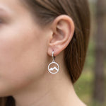 Silver Mountain Earrings Huggie Hoop dangle gold hoops handmade nature jewelry gift for hikers, campers, skiers bff Colorado smoky mountains
