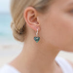 Abalone Heart Earrings Huggie Hoops Gold, Silver, Rose Gold
