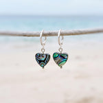 Abalone Heart Earrings Huggie Hoops Gold, Silver, Rose Gold