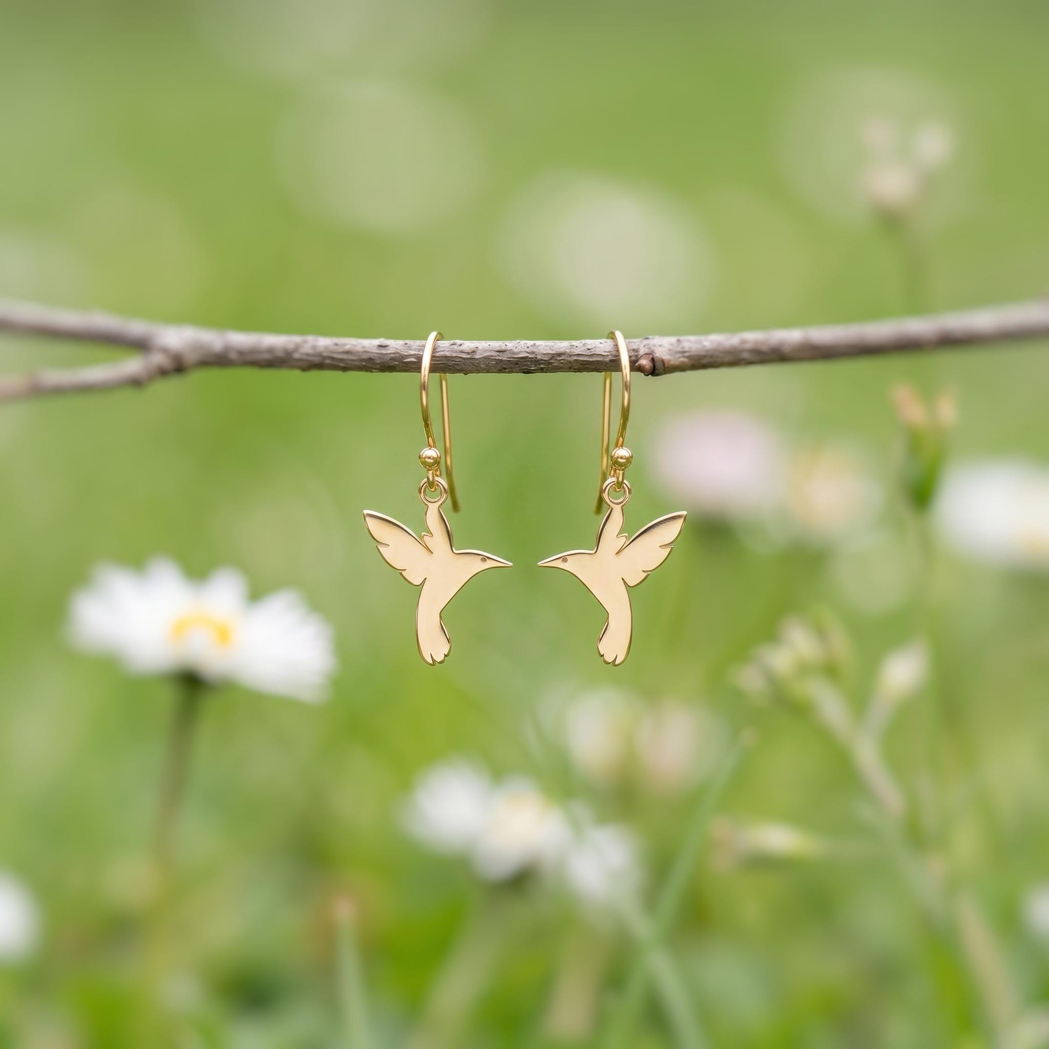 Hummingbird Earrings dangle Silver Bird Jewelry