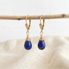 Lapis Earrings Gold, Silver