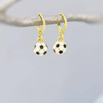 Dainty Soccer Earrings Gold Huggie Hoops, Soccer Player Jewelry, team mom coach gift for Her, Sports Earrings cute sporty accessories