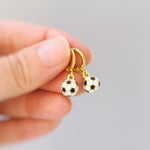Dainty Soccer Earrings Gold Huggie Hoops, Soccer Player Jewelry, team mom coach gift for Her, Sports Earrings cute sporty accessories